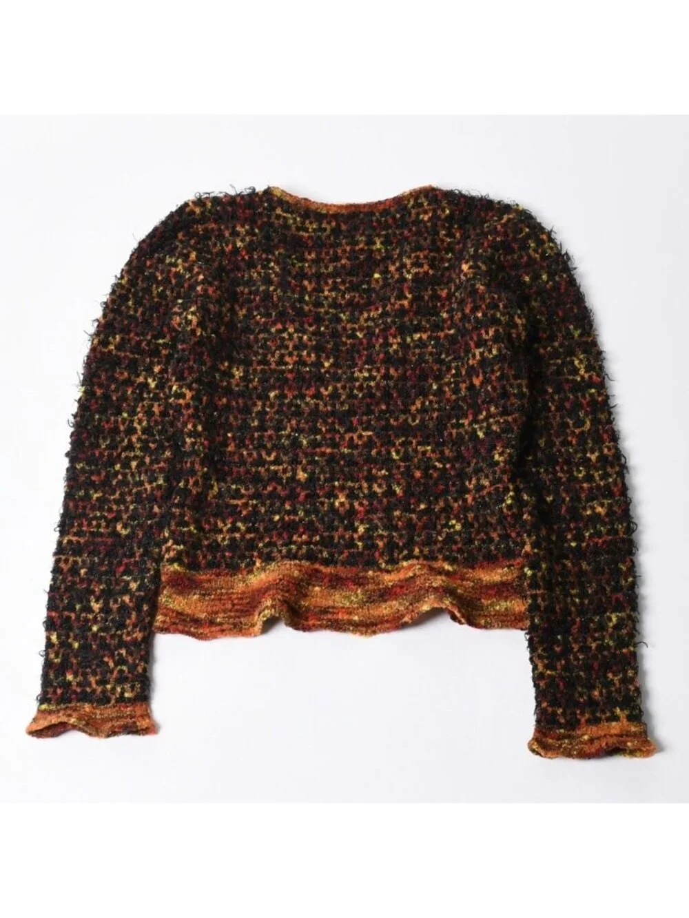 Chanel V-neck Knit Sweater CC Logo Multicolor Wool